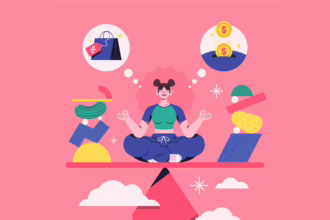 Illustration of a woman balancing money personality traits
