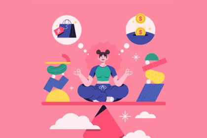 Illustration of a woman balancing money personality traits